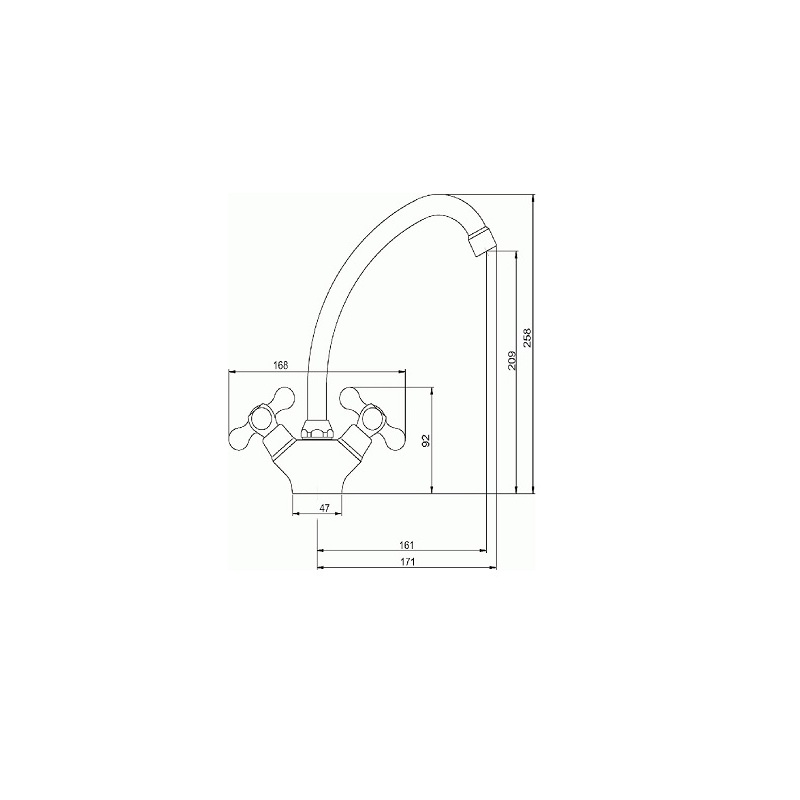 Dřezová baterie Titania Retro II, chrom, stojánková, Novaservis 99113,0