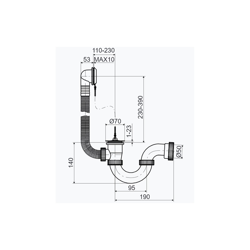 Vanový sifon T-1437C, odpad 50 mm, Slovarm 620895