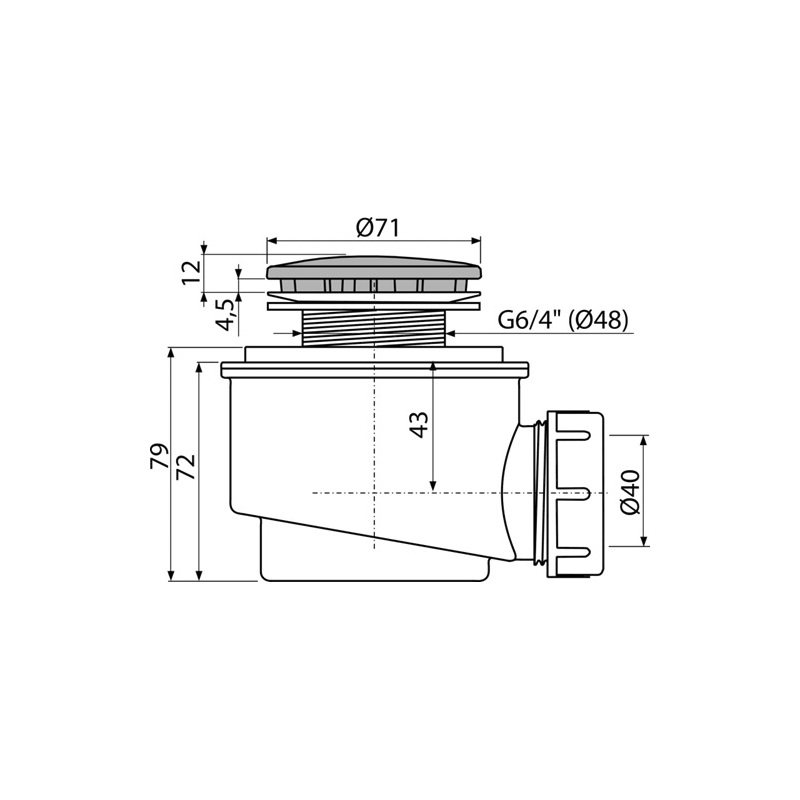 Vaničkový sifon A47CR 50, odpad 40 mm, chrom, Alcadrain A47CR-50