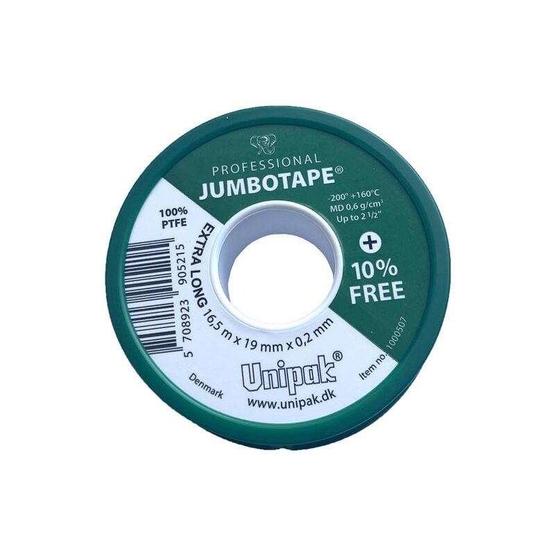 Těsnící teflonová páska JUMBOTAPE 19 x 0,2 mm, návin 16,5 m, Unipak 1000507