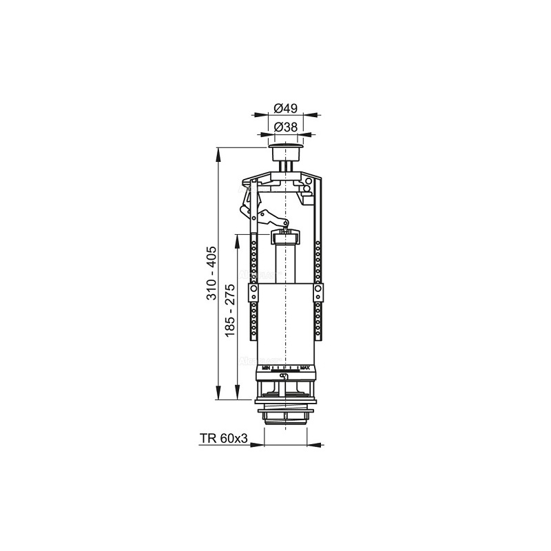 Vypouštěcí ventil pro WC nádržky, Alcadrain A2000-CHROM