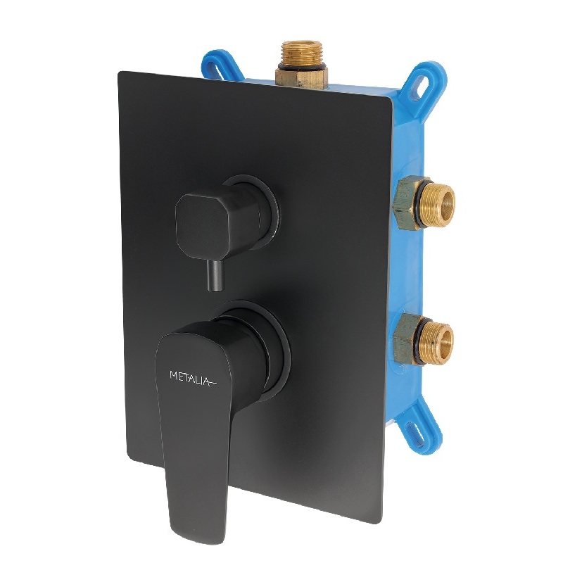 Sprchová/vanová baterie Metalia 58, černá/chrom, podomítková, bez příslušenství, Novaservis BOX58051RX,5