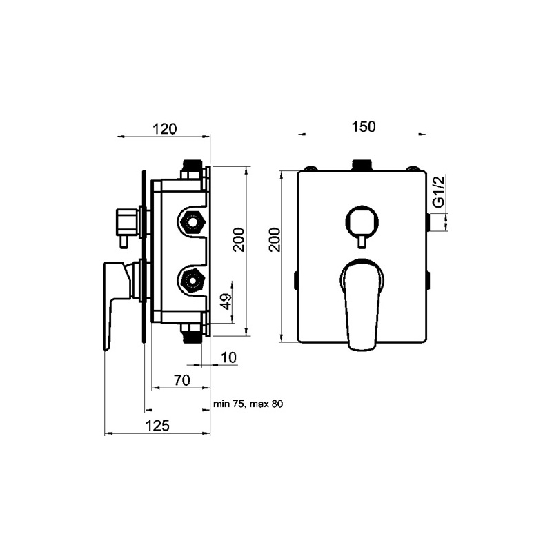 Sprchová/vanová baterie Metalia 58, černá/chrom, podomítková, bez příslušenství, Novaservis BOX58051RX,5