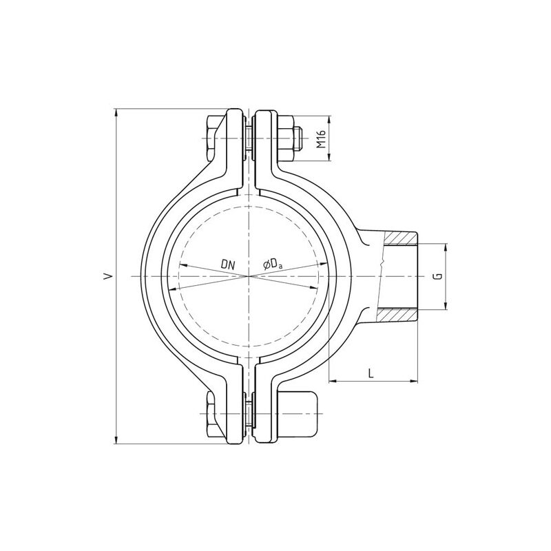 Navrtávací pas HOD-K507 bez uzávěru G 2, DN 80, VAG 2-28-00650-090