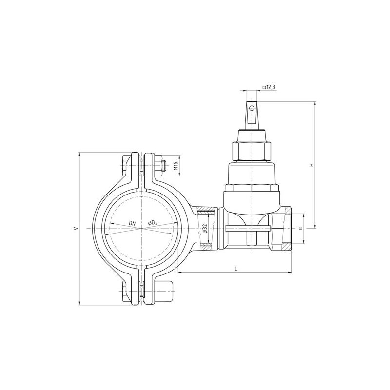 Navrtávací pas HOD-K510, mosazné šoupátko G 5/4, DN 80, VAG 3-28-01523-125