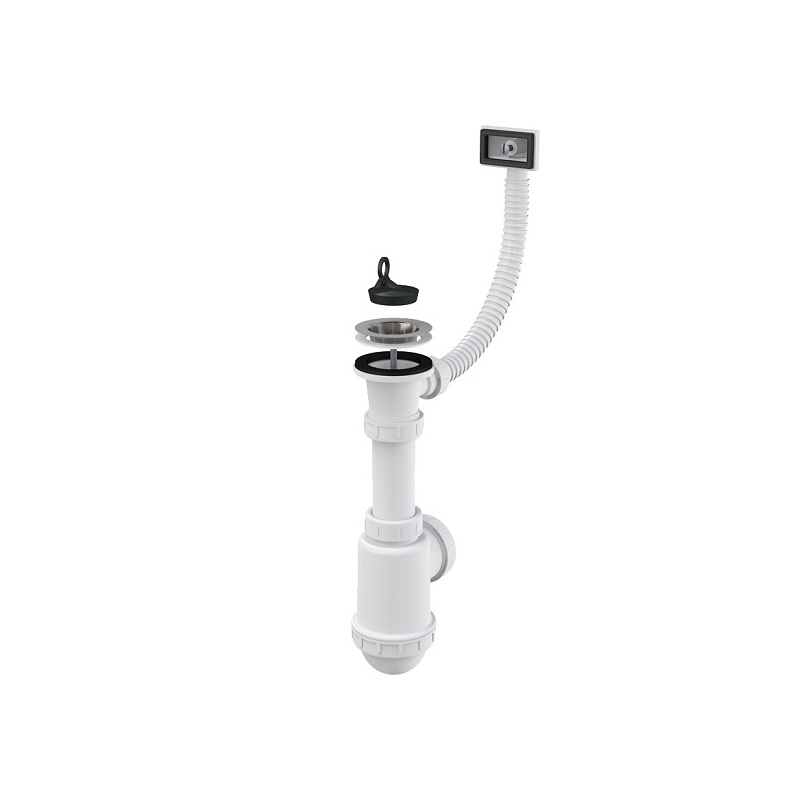 Dřezový sifon A444 s výpustí 70 mm, odpad 40/50 mm, s přepadem, Alcadrain A444-DN50/40