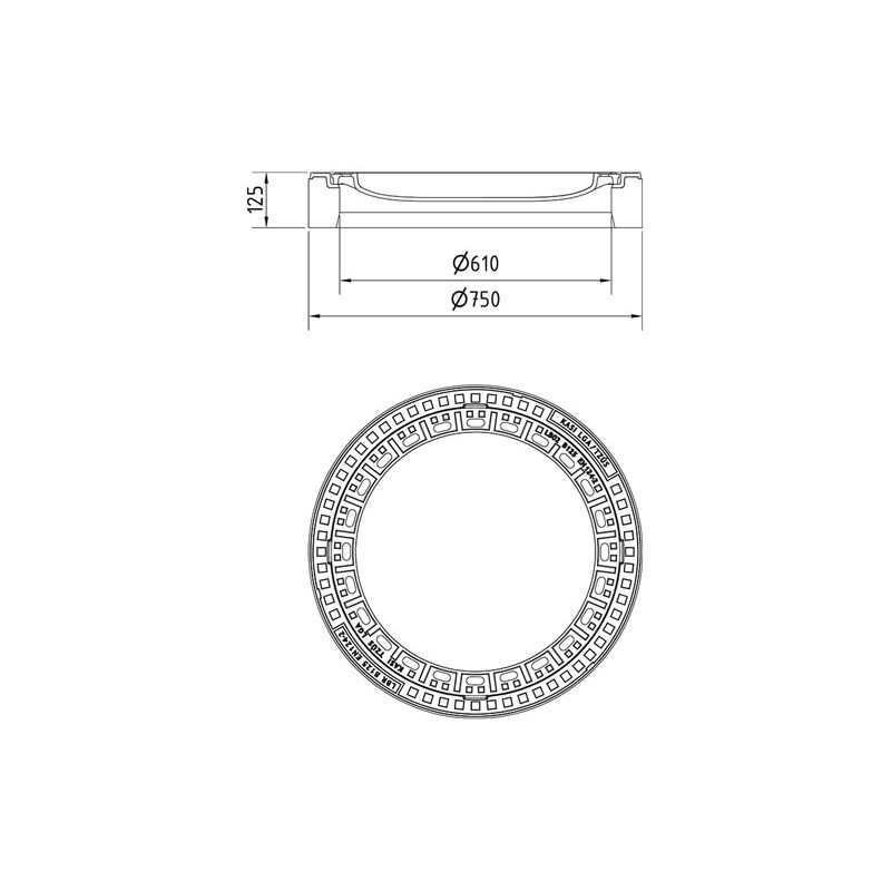 Šachtový poklop KASI BEGU B125 s odvětráním, litino-betonový rám, DN 600, KBB02