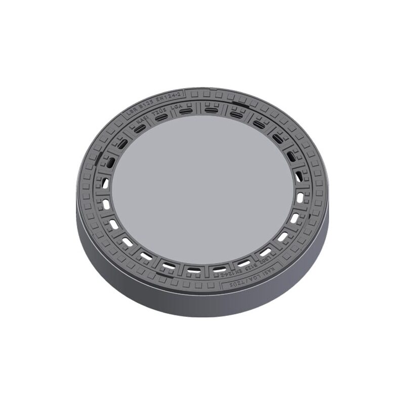 Šachtový poklop KASI BEGU B125 s odvětráním, litino-betonový rám, DN 600, KBB02