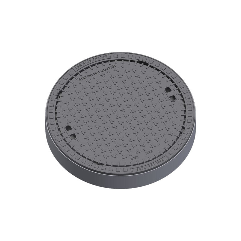 Šachtový poklop KASI BEGU B125 bez odvětrání, litino-betonový rám, DN 600, KBB03