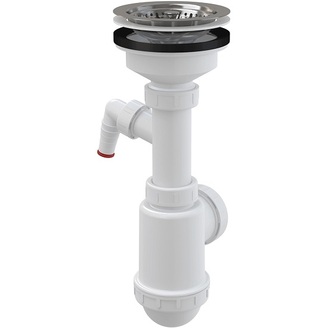 Dřezový sifon A446P s výpustí 115 mm, odpad 40/50 mm, s přípojkou, Alcadrain A446P-DN50/40