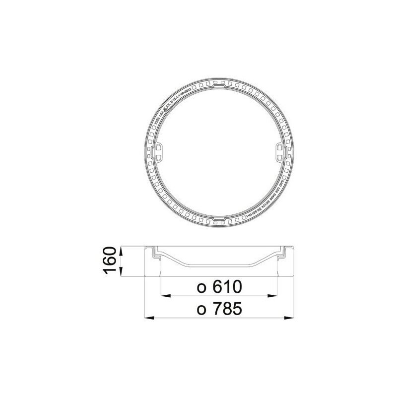 Šachtový poklop KASI BEGU D400 bez odvětrání, litino-betonový rám, DN 600, KDB02