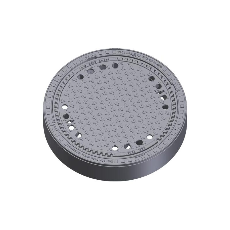 Šachtový poklop KASI BEGU D400 s odvětráním, litino-betonový rám, DN 600, KDB03