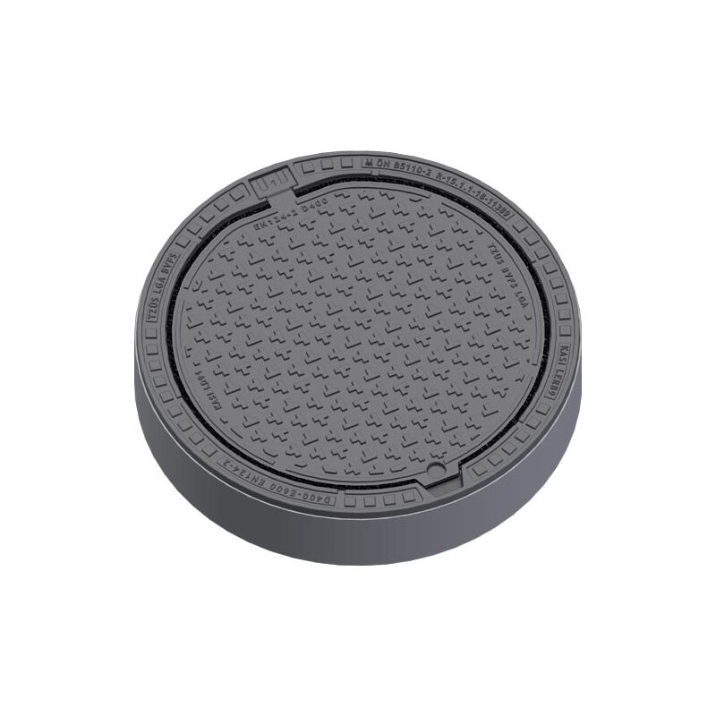 Šachtový poklop KASI Europa 9 D400 bez odvětrání, litino-betonový rám, DN 600, KDB91