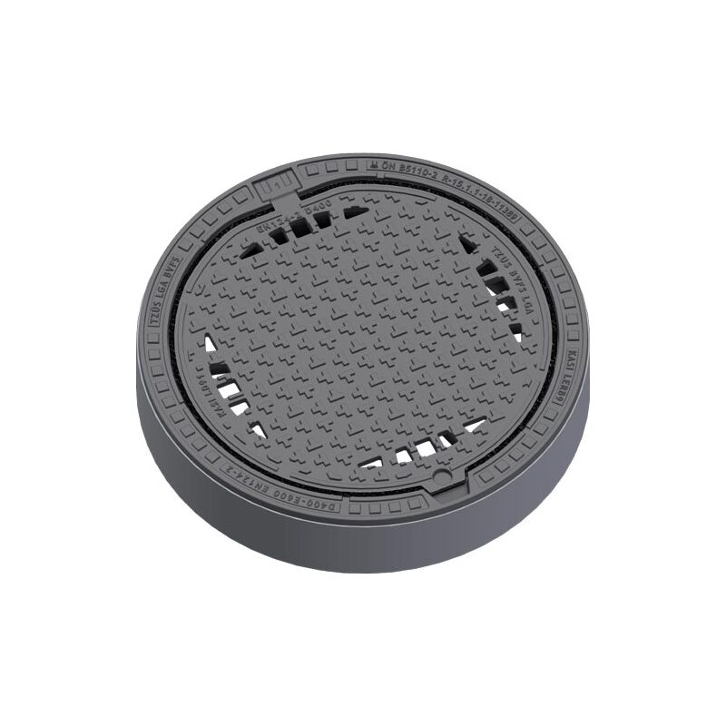 Šachtový poklop KASI Europa 9 D400 s odvětráním, litino-betonový rám, DN 600, KDB92