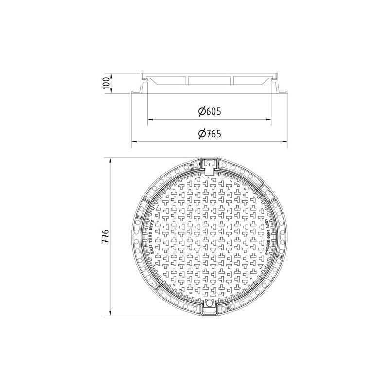 Šachtový poklop KASI Europa 7 D400 bez odvětrání, litinový rám, DN 600, KDLL71C