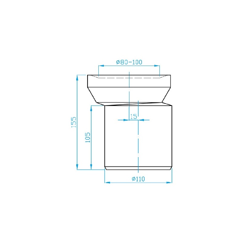 Excentrický nátrubek, L 115, DN 110, bílé, PlastBrno KE15000