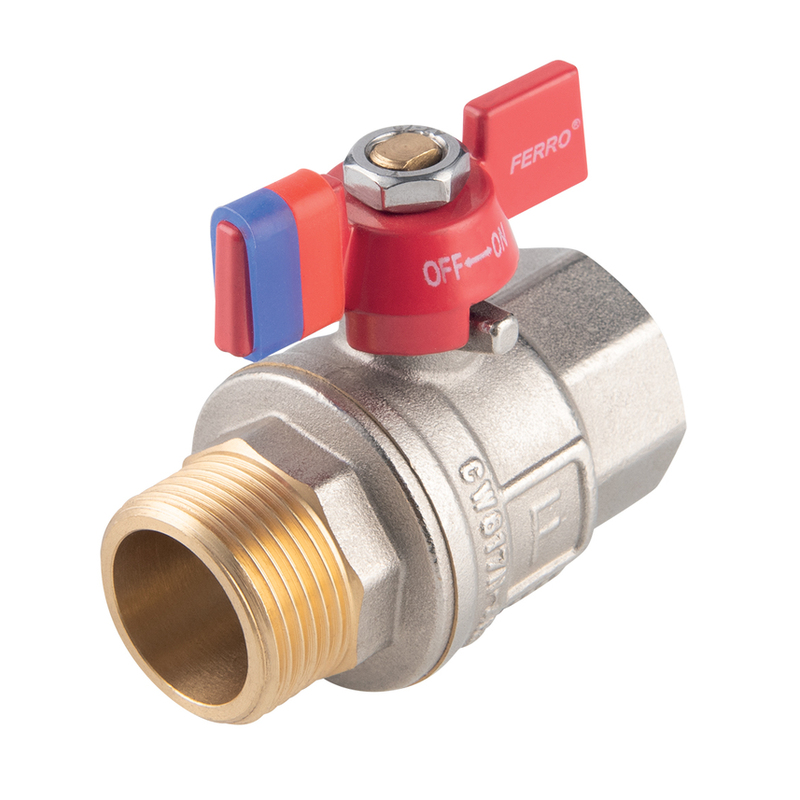 Kulový kohout MF 1, přímý, motýl, voda, Novaservis KFPM31