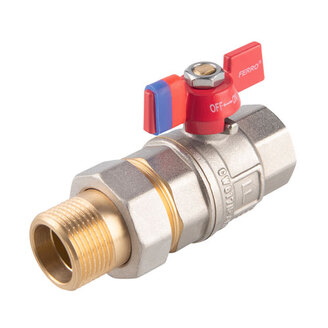 Kulový kohout MF 1, se šroubením, motýl, voda, Novaservis KFPS3