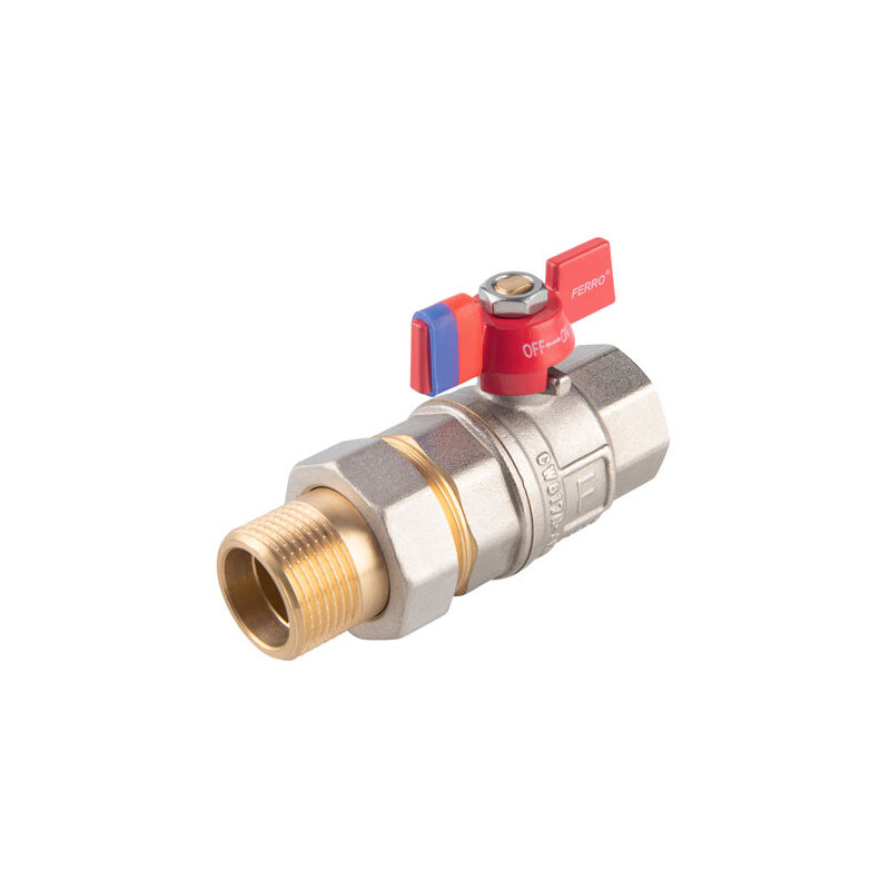 Kulový kohout MF 1, se šroubením, motýl, voda, Novaservis KFPS3