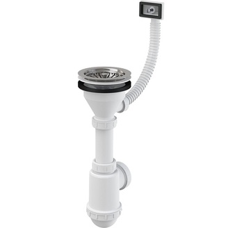 Dřezový sifon A447 s výpustí 115 mm, odpad 40/50 mm, s přepadem, Alcadrain A447-DN50/40