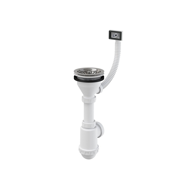 Dřezový sifon A447 s výpustí 115 mm, odpad 40/50 mm, s přepadem, Alcadrain A447-DN50/40