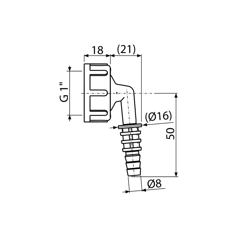 Přípojka komplet G1/8-16, Alcadrain P0049-ND