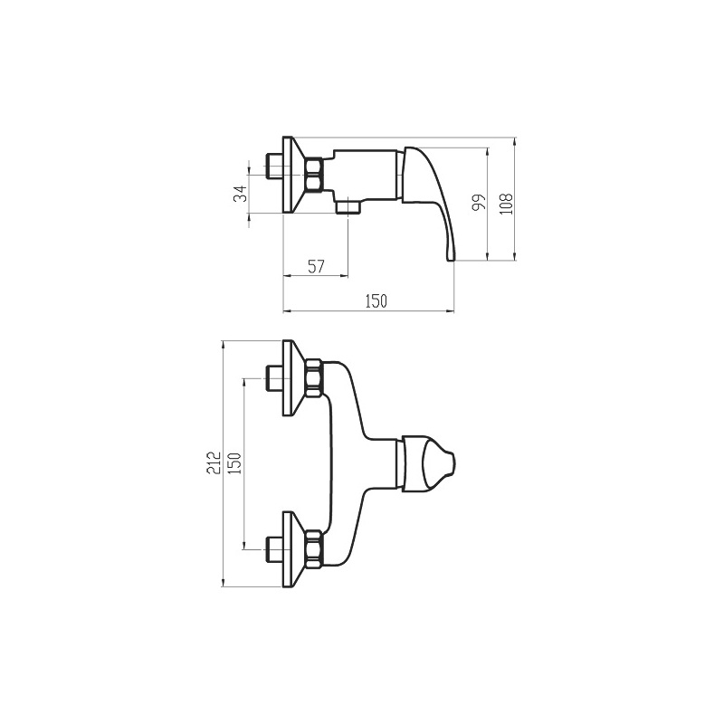 Sprchová baterie TITANIA IRIS, 150 mm, chrom, nástěnná, bez příslušenství, Novaservis 92061/1,0