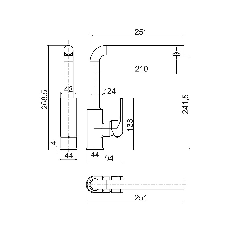 Dřezová baterie Nobless Sharp, chrom, stojánková, Novaservis 37713,0