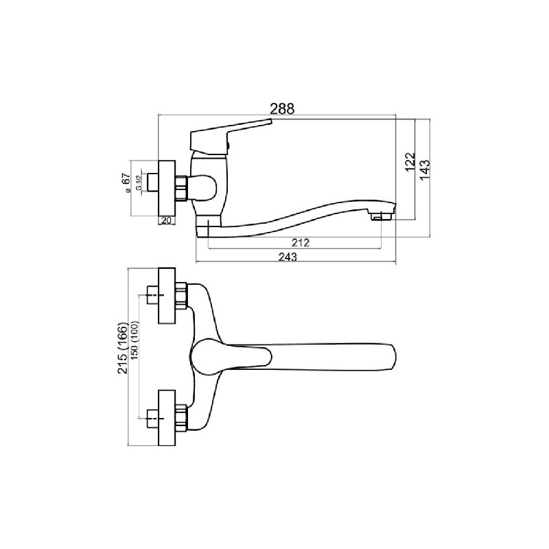 Dřezová/umyvadlová baterie Titania Iris 150 mm, chrom, nástěnná, Novaservis 94470,0