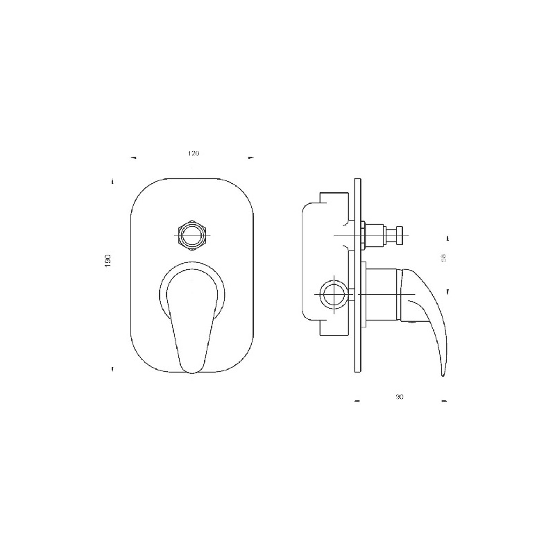 Vanová baterie TITANIA LUX, chrom, podmítková, s příslušenstvím, Novaservis 91050R,0