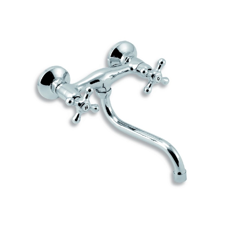 Umyvadlová/Dřezová baterie Titania Retro II 150 mm, chrom, nástěnná, Novaservis 99170/T,0