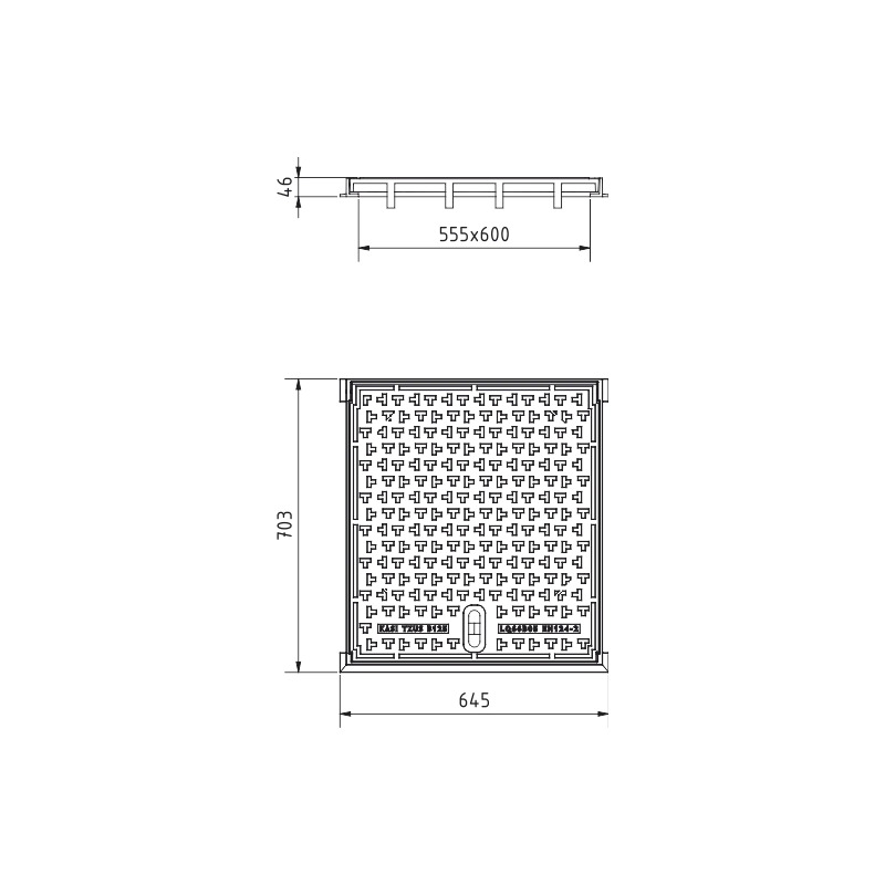 Šachtový poklop B125, litinový, 600 x 600 mm, bez odvětrání, KASI KQ66BB05C
