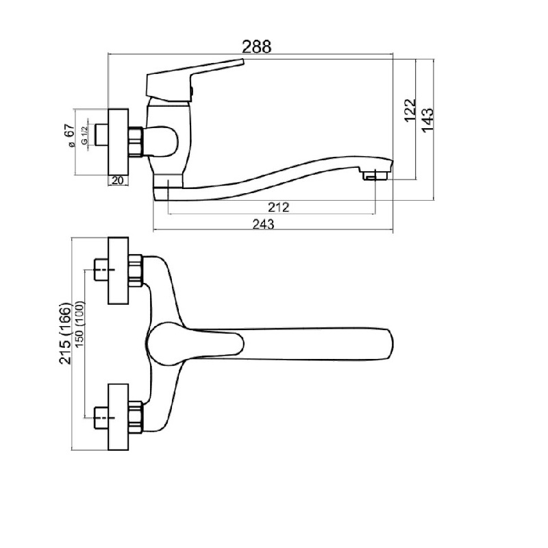 Umyvadlová baterie Titania Iris 100 mm, chrom, nástěnná, Novaservis 94474,0
