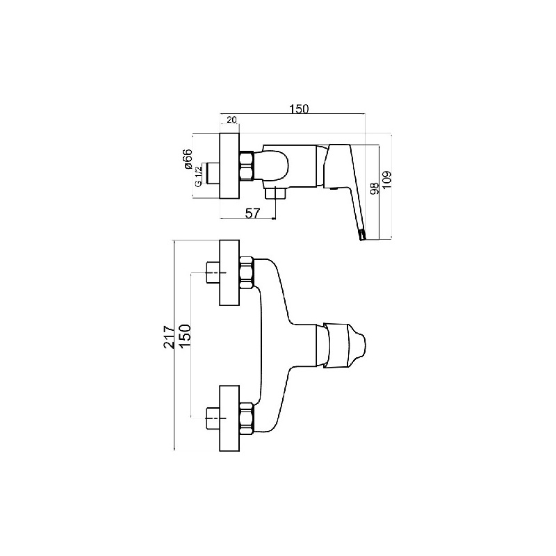 Sprchová baterie TITANIA IRIS, 150 mm, chrom, nástěnná, bez příslušenství, Novaservis 94461/1,0