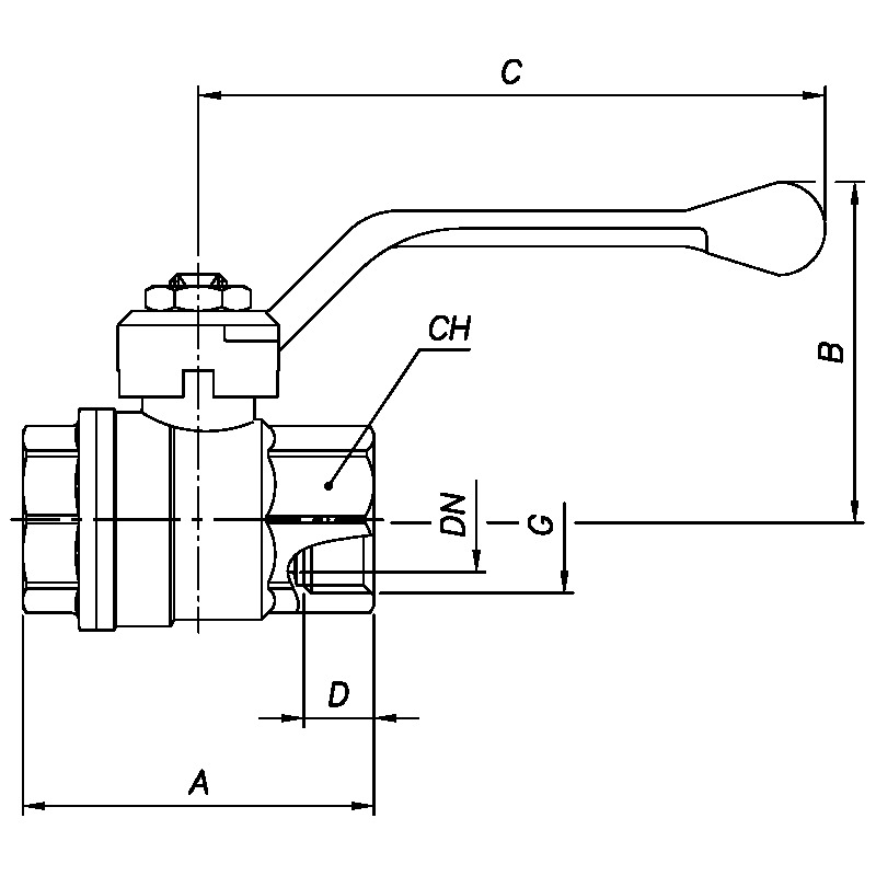Kohout kulový OREGON 301 FF 1/2, přímý, páka, voda, Bugatti 03010148