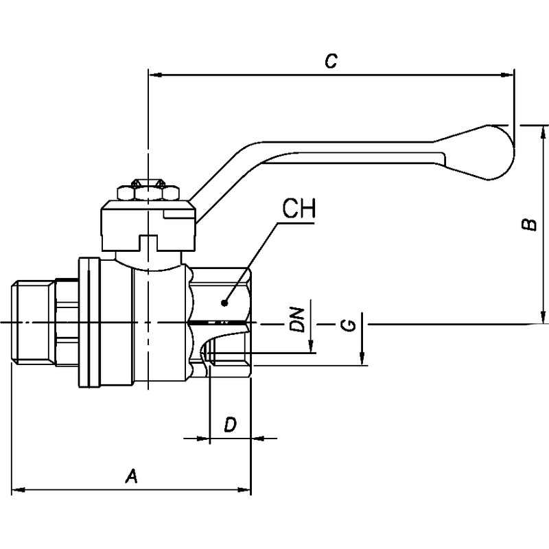 Kohout kulový OREGON 306 MF 3/4, přímý, páka, voda, Bugatti 03060099