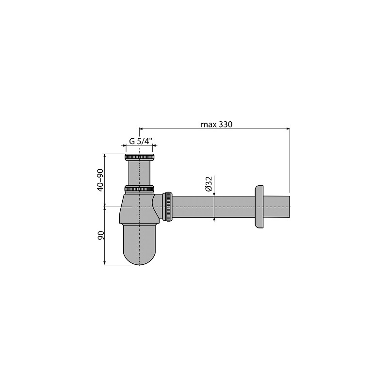 Umyvadlový sifon A431 bez výpusti G 5/4, odpad 32 mm, Alcadrain A431