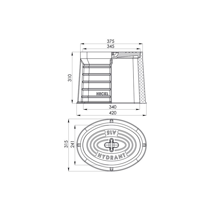 Poklop hydrantový LENTUS, HYDRANT, víko černé, třmen, HECKL