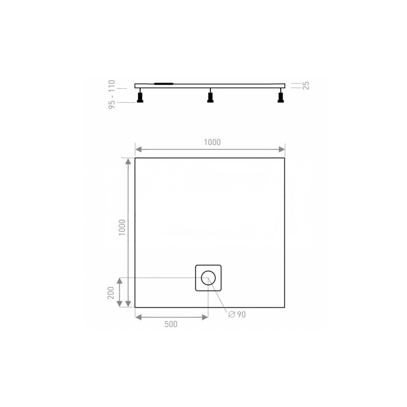 Sprchová vanička LUX 1000 x 1000 mm, bílá, Lansanit LANLUX100C