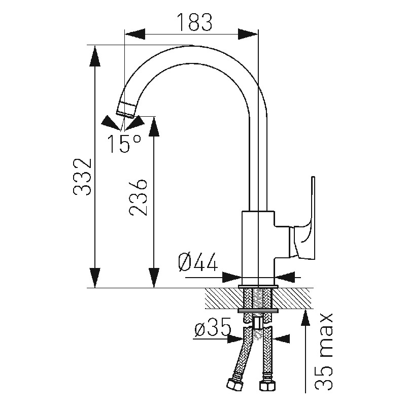 Dřezová baterie Algeo Square, chrom, stojánková, Novaservis BAQ4 (82713,0)