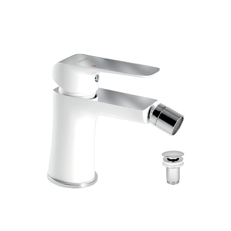 Bidetová baterie Nobless Tina, bílá/chrom, stojánková, s výpustí, Novaservis 38011,1