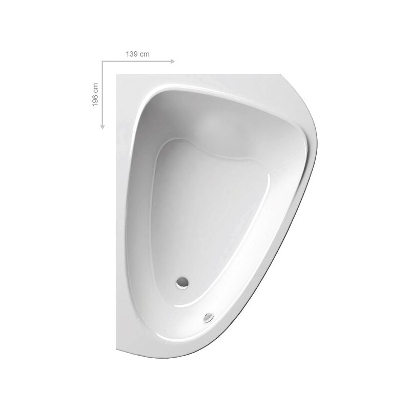 Asymetrická vana LOVESTOTRY II 196x139 cm, bílá, Ravak C751000000