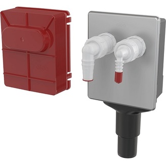 Pračkový sifon APS6, odpad 40/50 mm, podomítkový, dvojitý, bilý-nerez, Alcadrain APS6