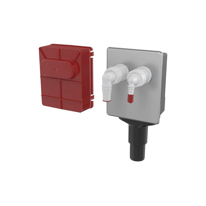 Pračkový sifon APS6, odpad 40/50 mm, podomítkový, dvojitý, bilý-nerez, Alcadrain APS6