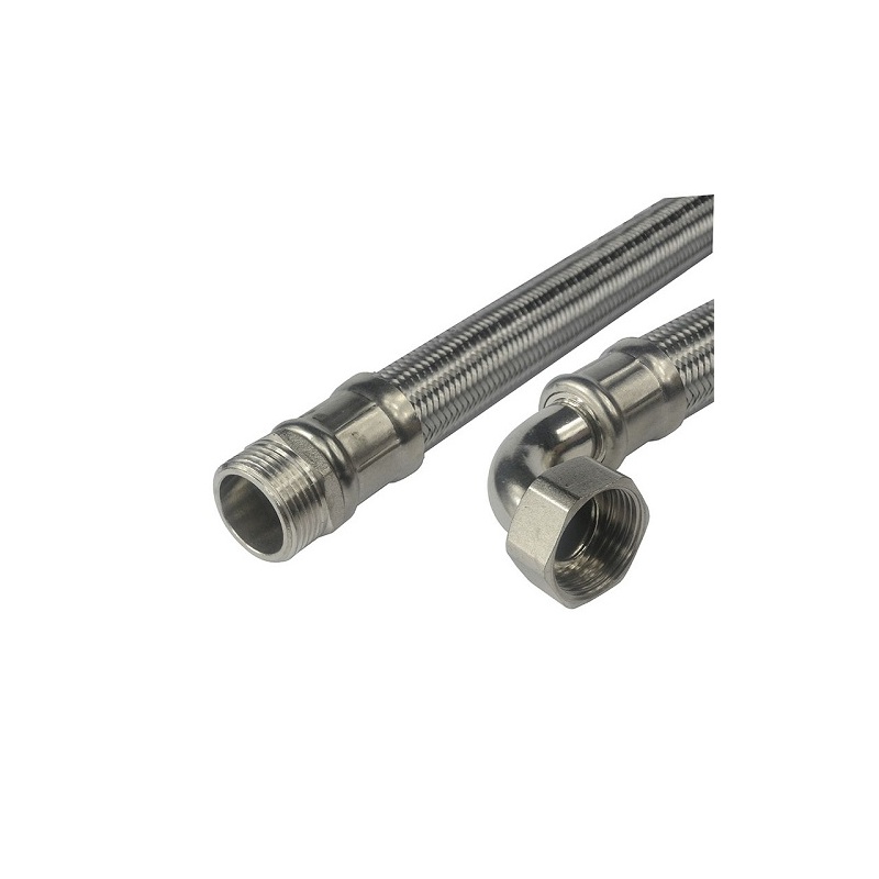 Připojovací flexi hadička 50 cm MF 1 x 1, nerez oplet, s kolínkem