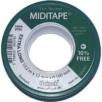 Těsnící teflonová páska MIDITAPE 12 x 0,1 mm, návin 13,2 m, Unipak 1000307