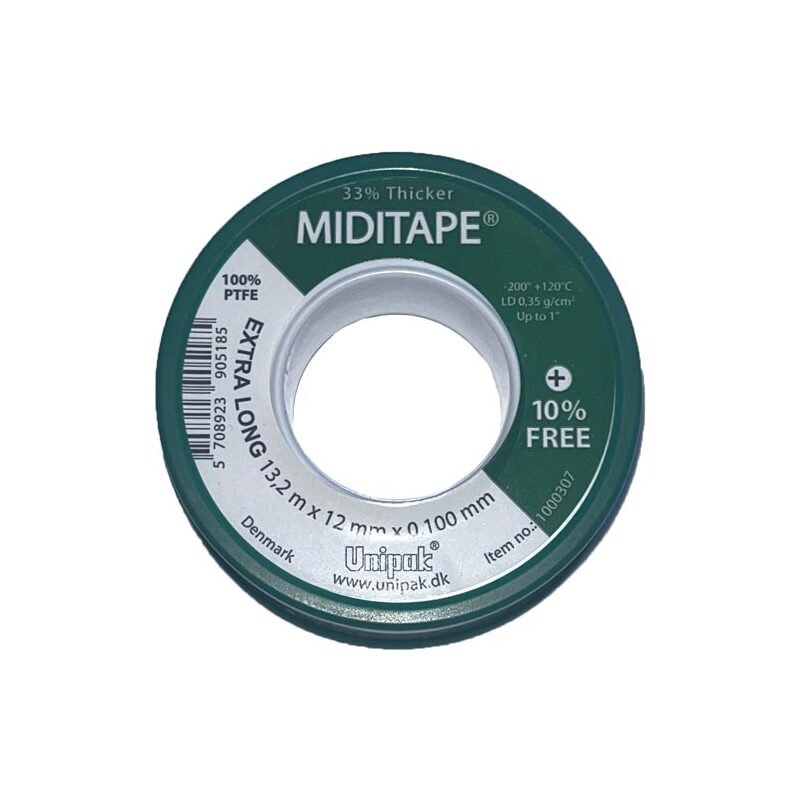 Těsnící teflonová páska MIDITAPE 12 x 0,1 mm, návin 13,2 m, Unipak 1000307