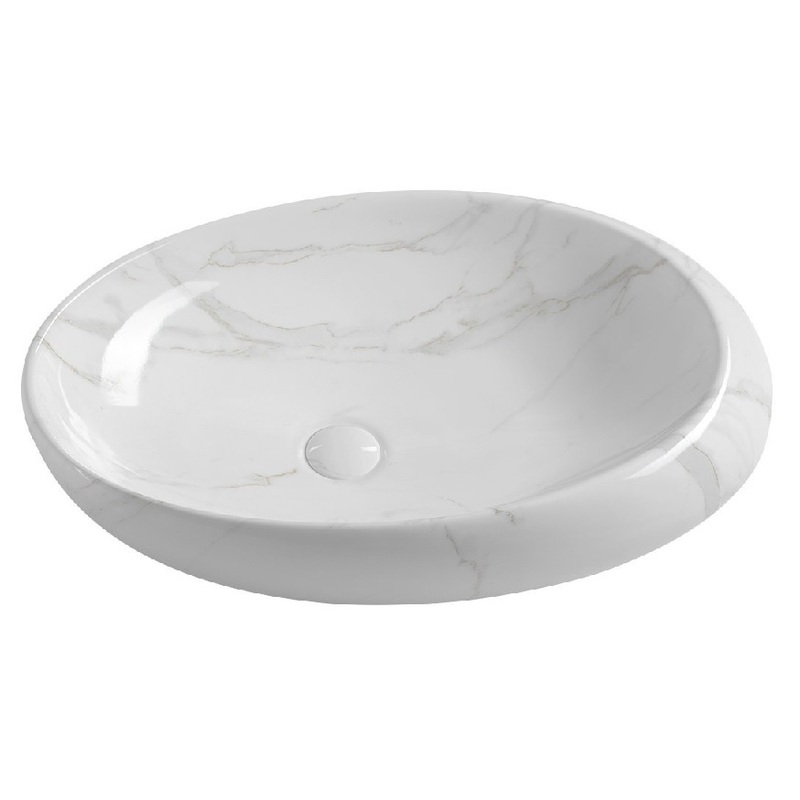 Umyvadlo na desku Dalma 68 × 44 × 16,5 cm, bez otvoru, bílé, na desku, bez přepadu, Sapho MM317