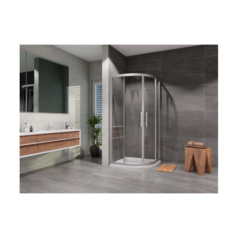 Sprchový kout Monte 90 x 90 cm, sklo čiré, profil aluchrom, čtvrtkruh, Lansanit QF99-190-C