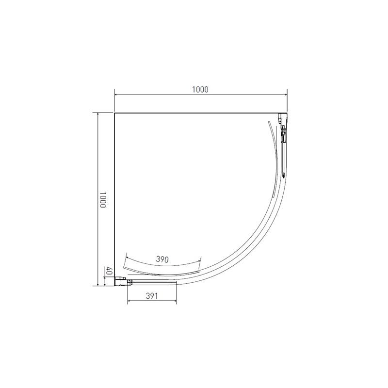 Sprchový kout Monte 100 x 100 cm, sklo matné, profil aluchrom, čtvrtkruh, Lansanit QF11-190-M